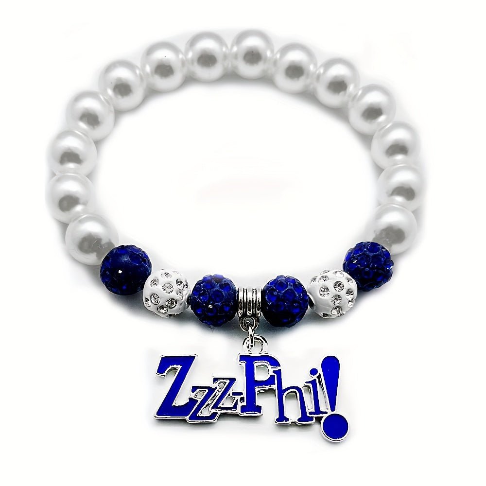 ZETA Sorority ZZZPHI Pearl and Rhinestone Bracelet - Taylor K Shop