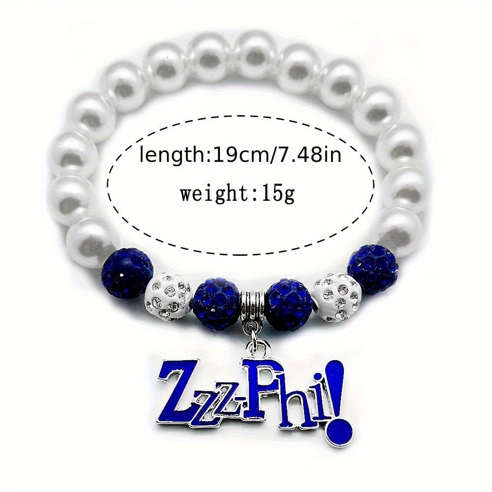 ZETA Sorority ZZZPHI Pearl and Rhinestone Bracelet - Taylor K Shop