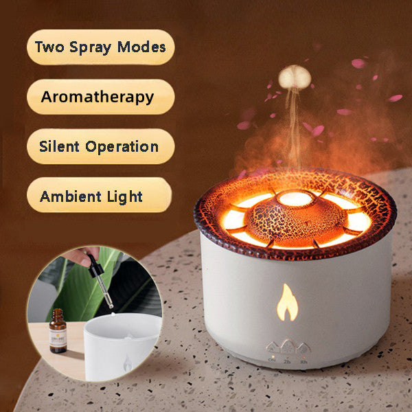 2022 New Creative Ultrasonic Essential Oil Humidifier Volcano Aromatherapy Machine Spray Jellyfish Air Flame Humidifier Diffuser - taylorkinfo