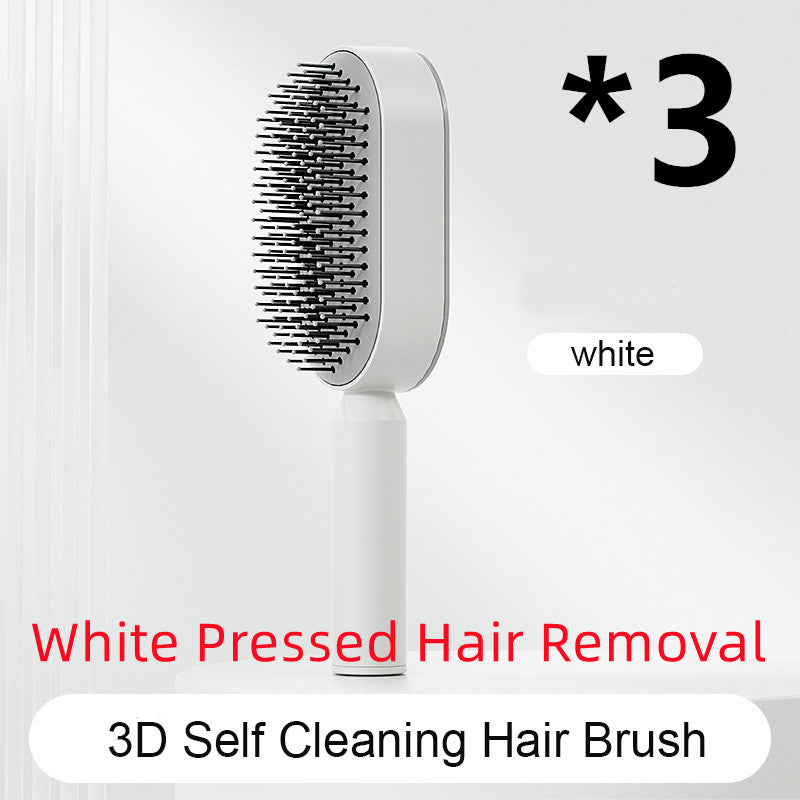 Self Cleaning Hair Brush For Women One-key Cleaning Hair Loss Airbag Massage Scalp Comb Anti-Static Hairbrush - taylorkinfo