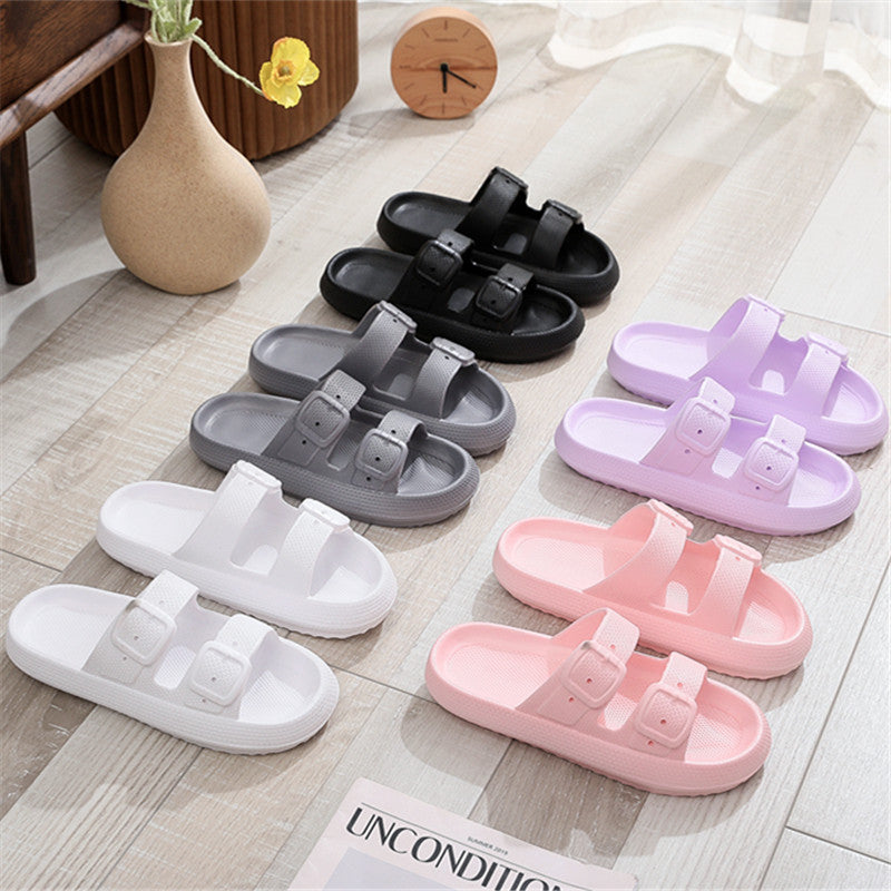 Buckle Slippers Women Outdoor Indoor Thick-soled Eva Bathroom Shoes