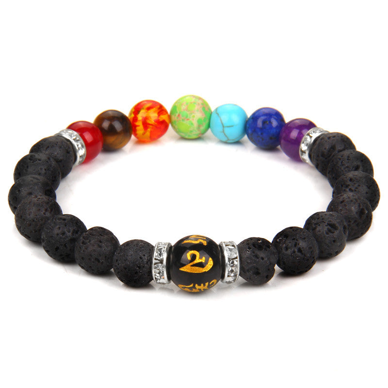 Natural Volcanic Stone Bracelet Seven Chakra Yoga Energy - taylorkinfo