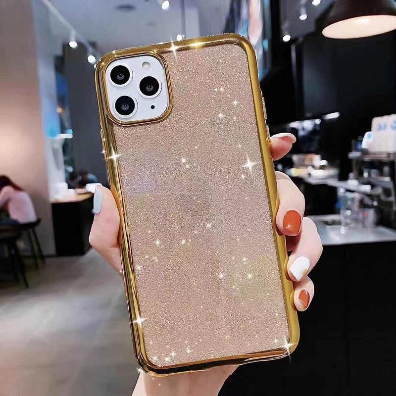 Compatible with Apple , Glitter Electroplating Side Diamond Soft Phone Case