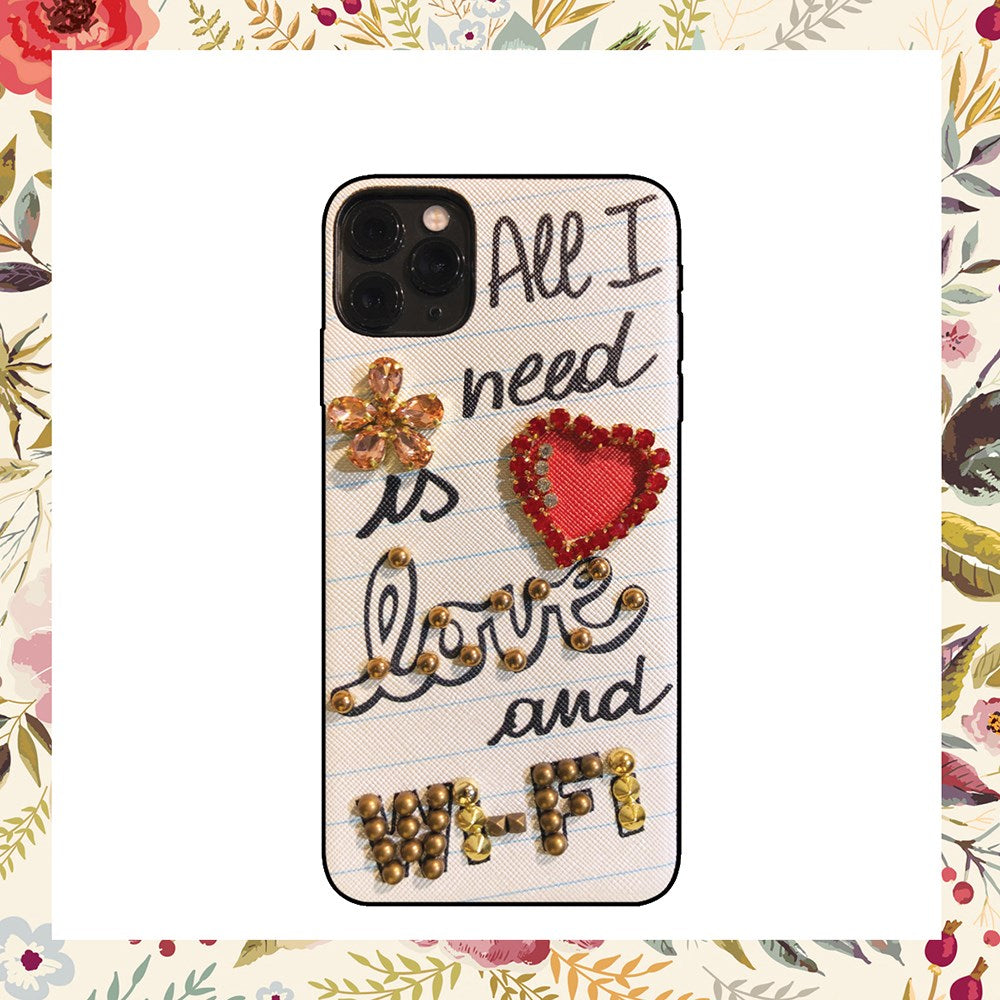 Luxury diamond love and wifi phone case