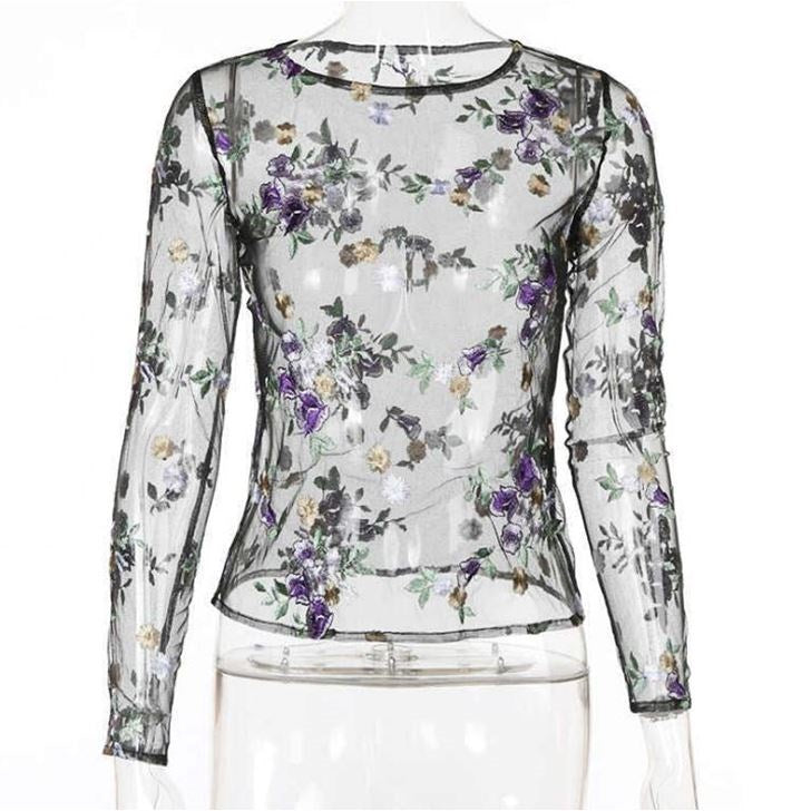 Simone Flower Mesh Blouse