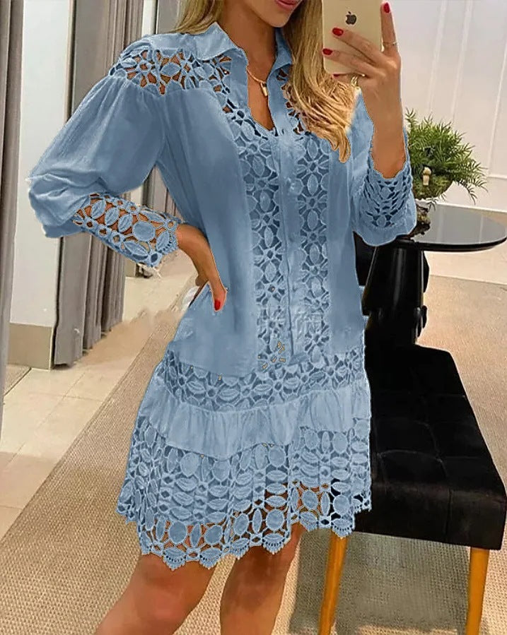 Women's Lace Stitching Sexy Casual Shirt