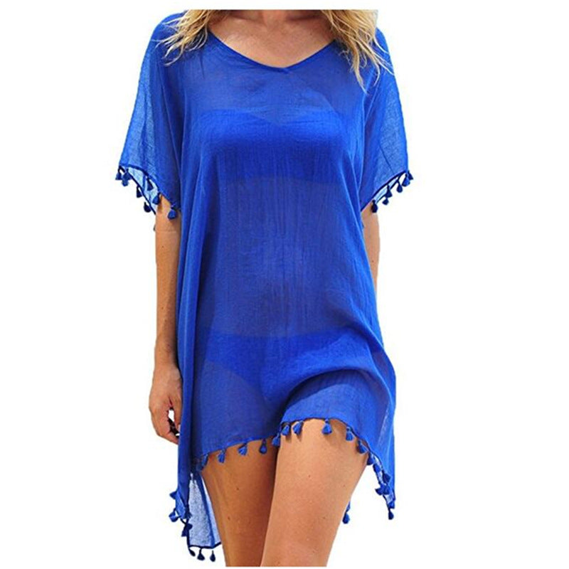 Fringed Ball Beach Blouse