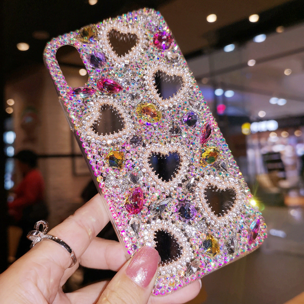 All-Inclusive Transparent Silicone Diamond Heart Phone Case