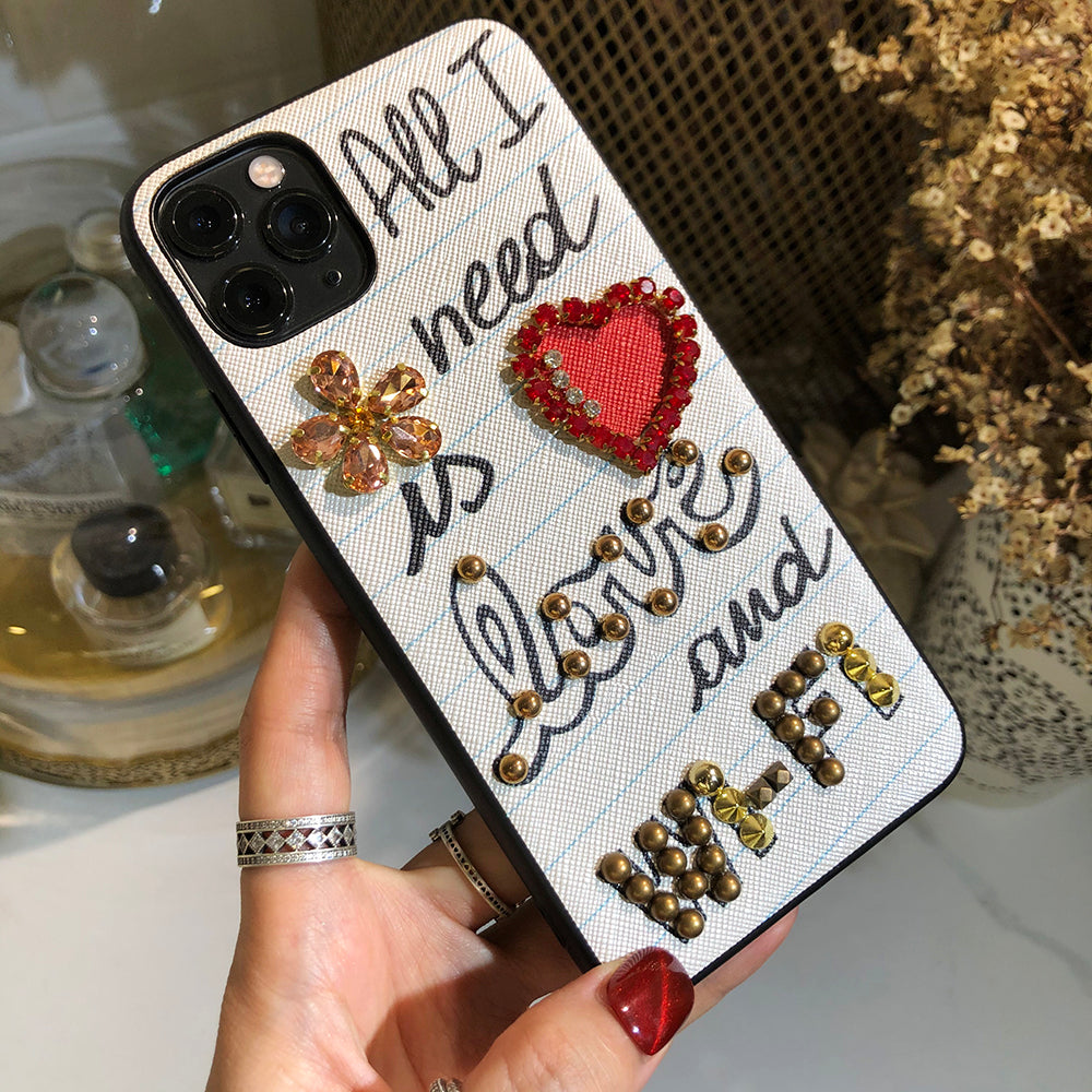 Luxury diamond love and wifi phone case