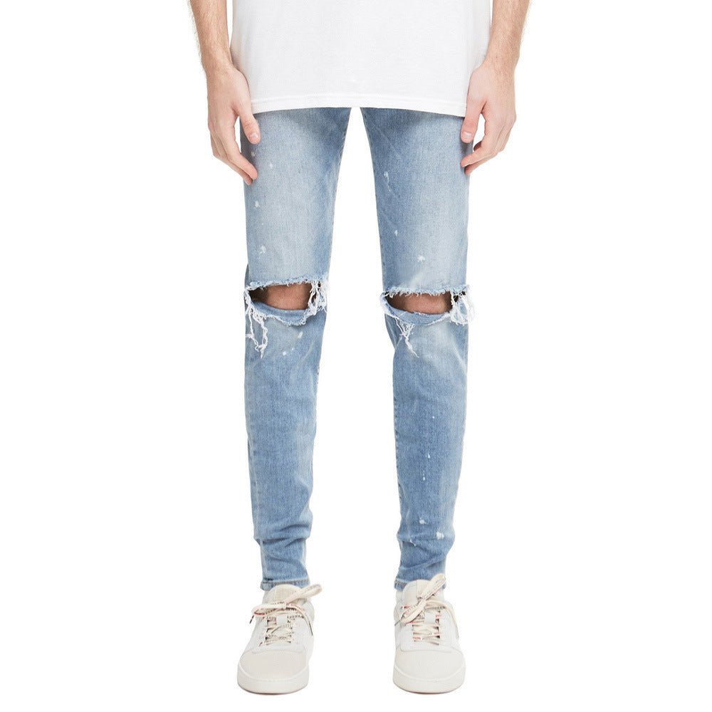 Fashion Trendy Brand Male Jeans Personality Ripped Male Jeans