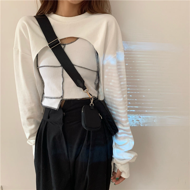 Camisole + retro layered blouse sweater