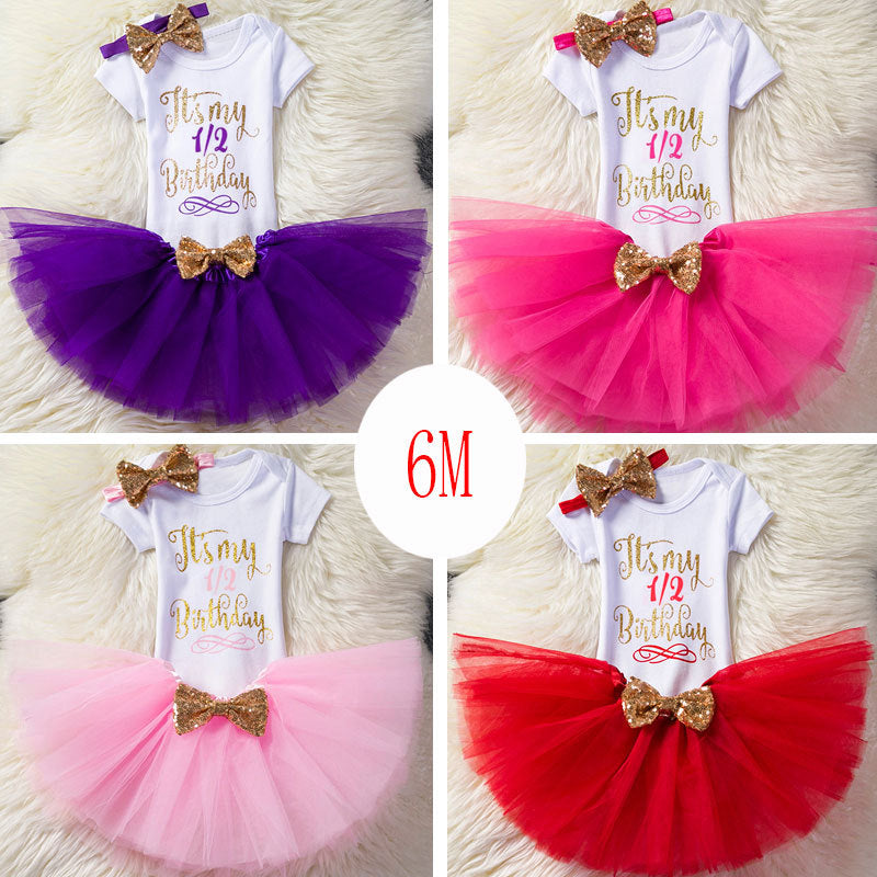 Girls Short-Sleeved Summer Hot Style Suit English Blouse Mesh Tutu Skirt