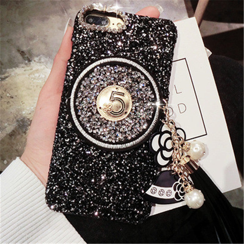 Mobile Phone Case Glitter Tassel Pendant Anti-drop Flash Diamond Protective Cover