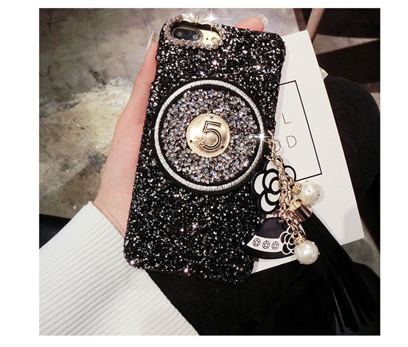 Mobile Phone Case Glitter Tassel Pendant Anti-drop Flash Diamond Protective Cover