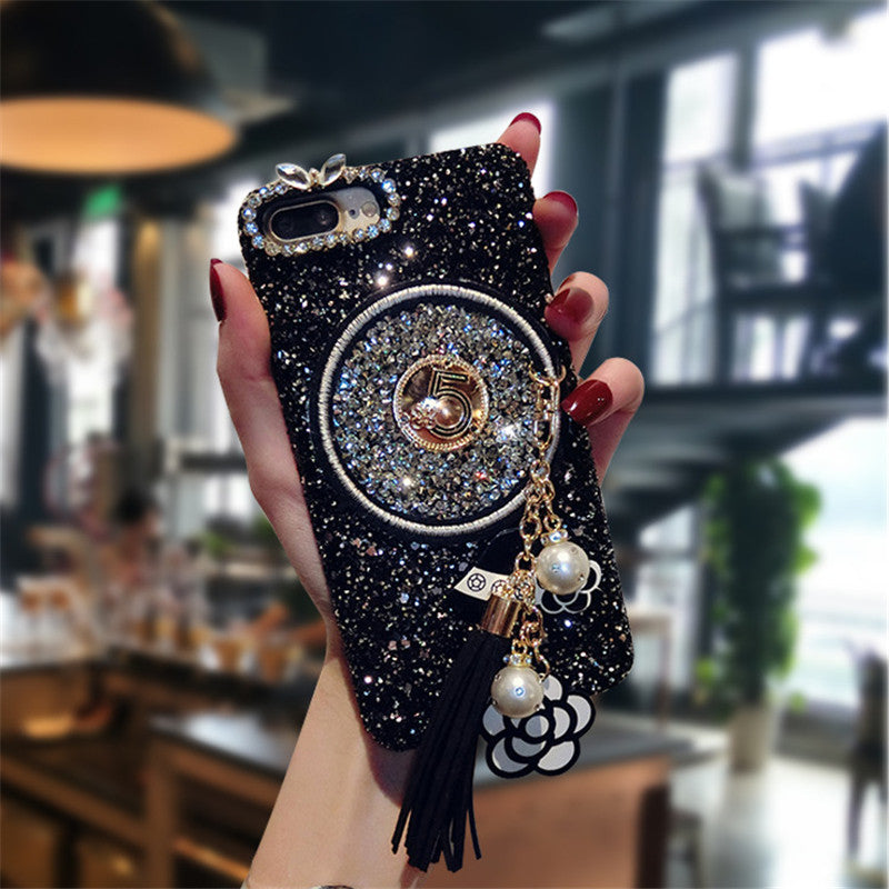 Mobile Phone Case Glitter Tassel Pendant Anti-drop Flash Diamond Protective Cover