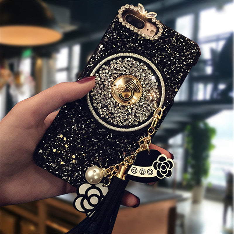 Mobile Phone Case Glitter Tassel Pendant Anti-drop Flash Diamond Protective Cover