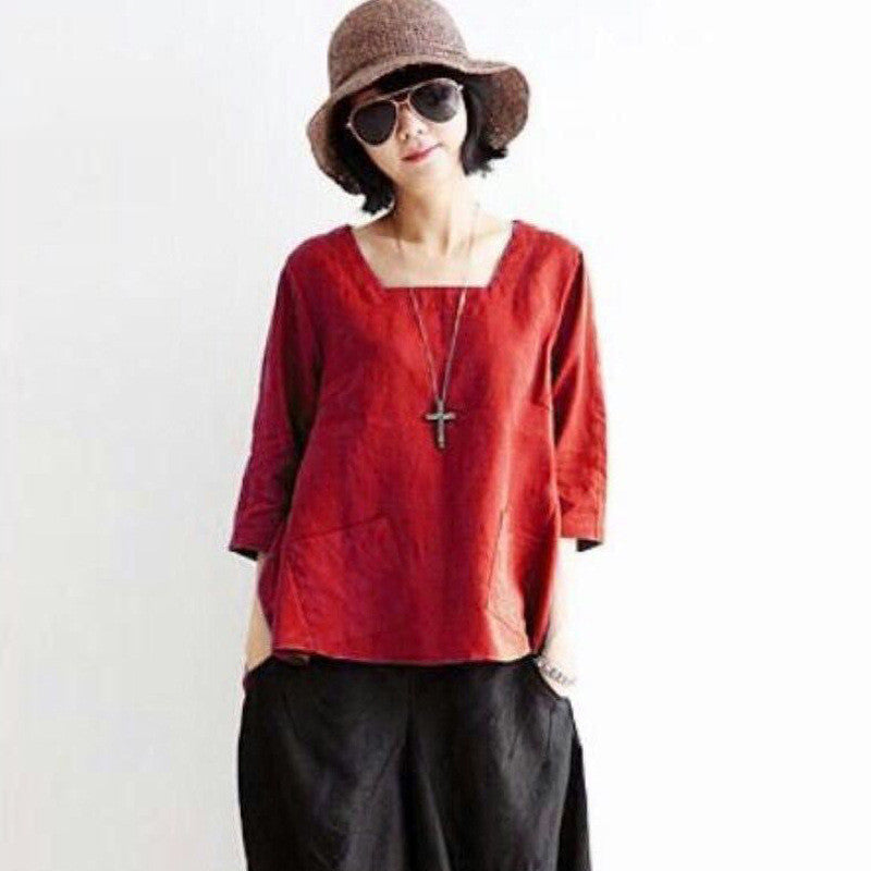 Summer Cotton And Linen Blouse Ethnic Style Retro Loose Casual Linen Top