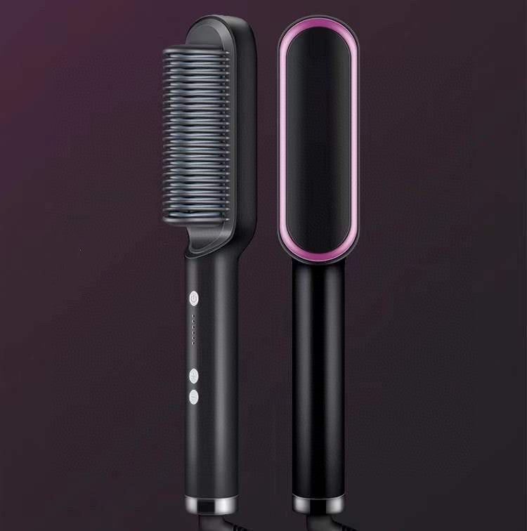 New 2 In 1 Hair Straightener Hot Comb Negative Ion Curling Tong Dual-purpose Electric Hair Brush - taylorkinfo