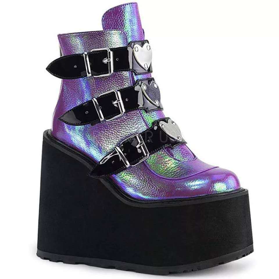 Plus Size Women'S Shoes Short Boots Women'S Colorful Super High-Heeled Wedge Martin Boots