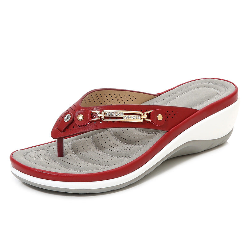 Sandals Women'S Metal Buckle Beach Net Red Sandals - taylorkinfo