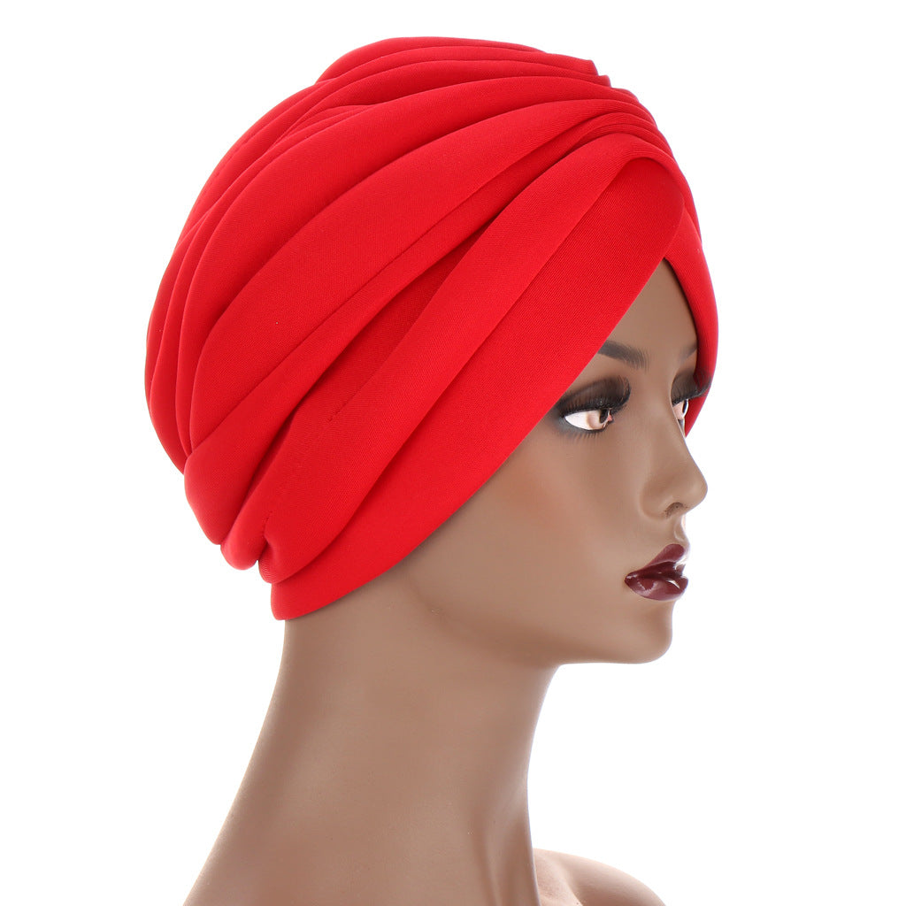 New Headwraps Hats For Women Solid Twist Ruffle Cotton Caps Chemo Beanies Turban Headwear Hats For Cancer