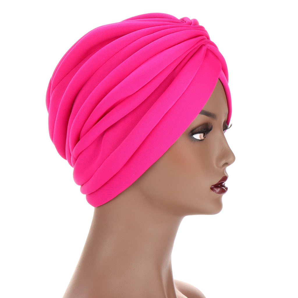 New Headwraps Hats For Women Solid Twist Ruffle Cotton Caps Chemo Beanies Turban Headwear Hats For Cancer