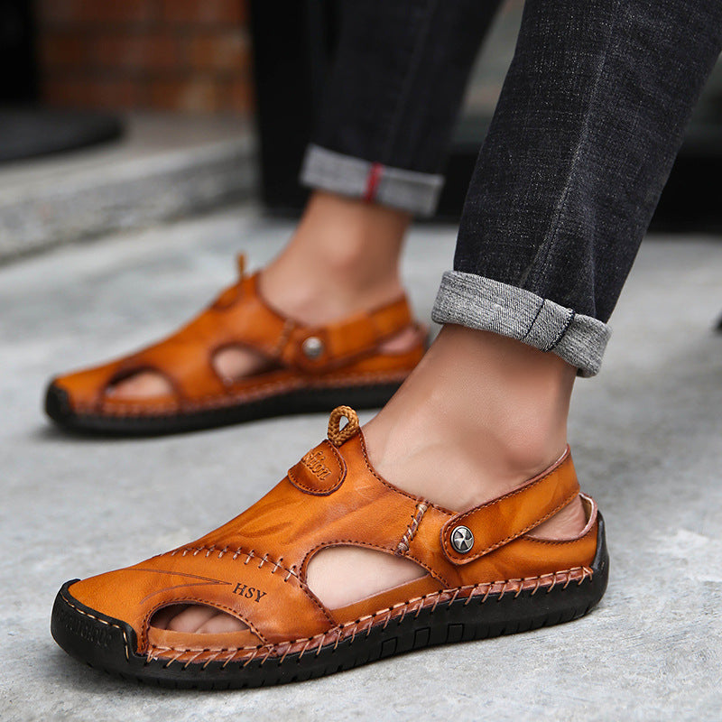 Genuine Leather Roman Summer Sandals For Men - taylorkinfo