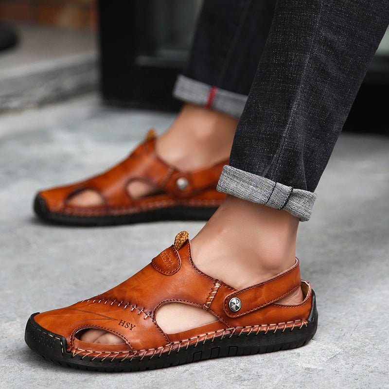 Genuine Leather Roman Summer Sandals For Men - taylorkinfo