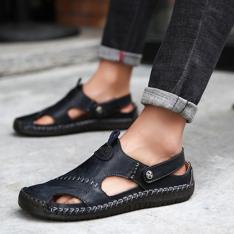 Genuine Leather Roman Summer Sandals For Men - taylorkinfo