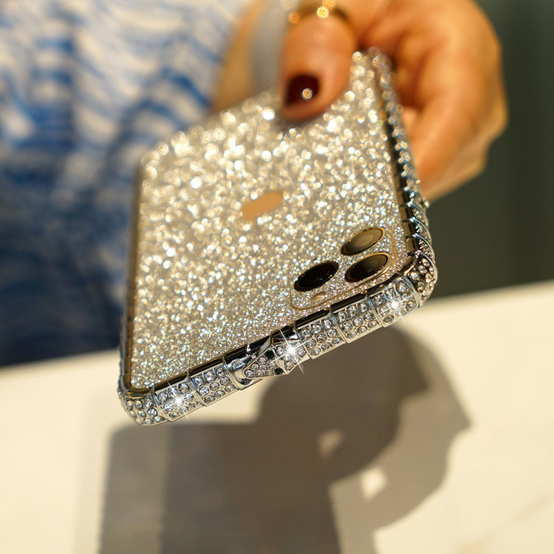 Women's Mobile Phone Case With Diamonds And Diamond Frame Luxury Glitter Case