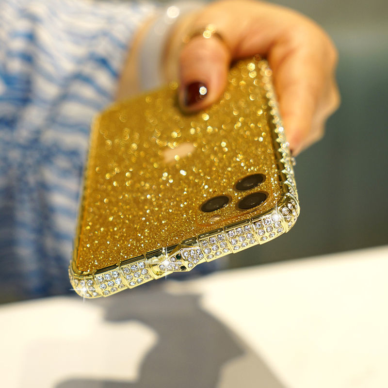 Women's Mobile Phone Case With Diamonds And Diamond Frame Luxury Glitter Case