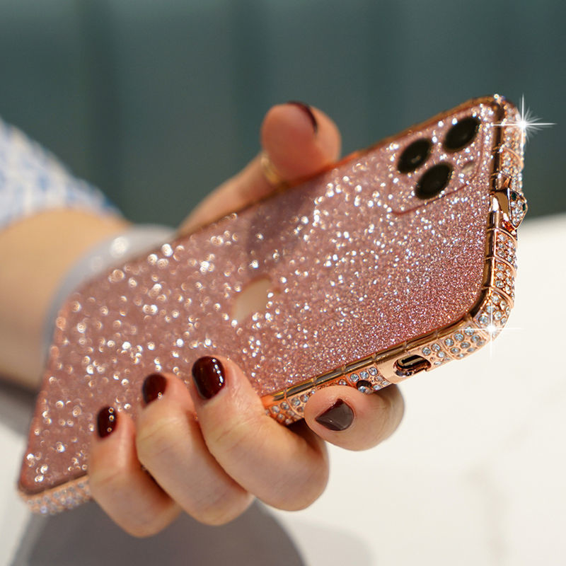 Women's Mobile Phone Case With Diamonds And Diamond Frame Luxury Glitter Case