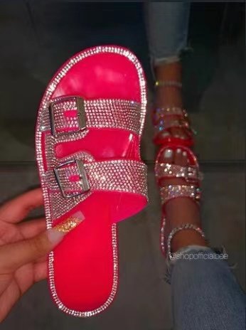 Jelly-soled Rhinestone Sandals And Slippers Beach Shoes Women's Slippers - taylorkinfo