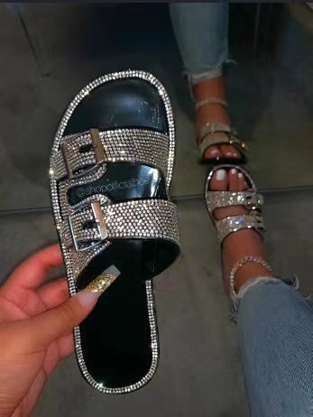 Jelly-soled Rhinestone Sandals And Slippers Beach Shoes Women's Slippers - taylorkinfo