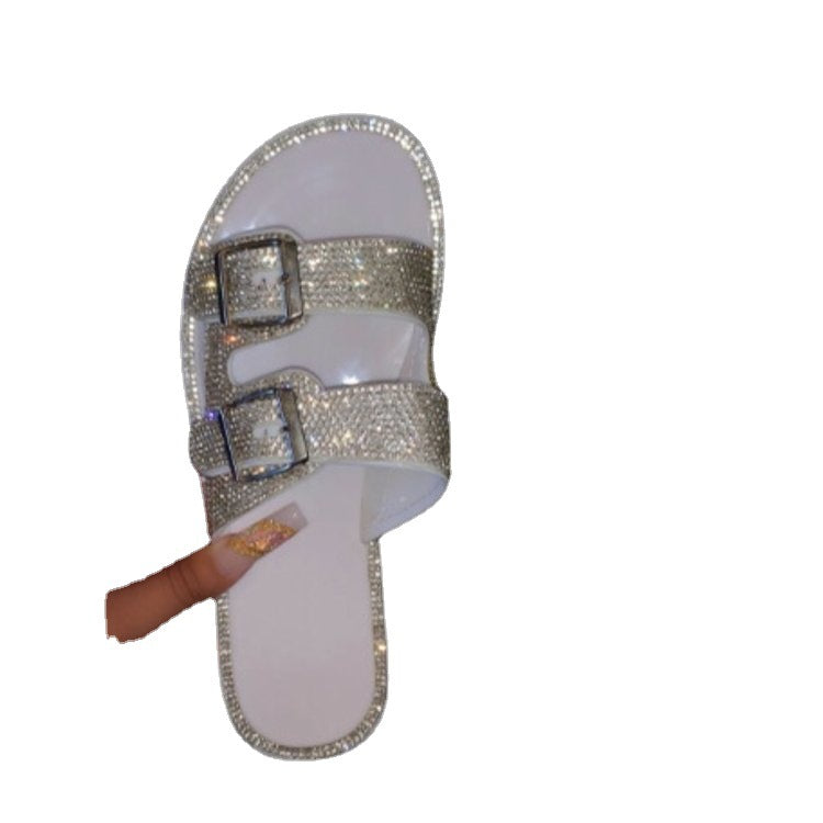 Jelly-soled Rhinestone Sandals And Slippers Beach Shoes Women's Slippers - taylorkinfo