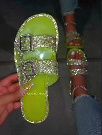 Jelly-soled Rhinestone Sandals And Slippers Beach Shoes Women's Slippers - taylorkinfo