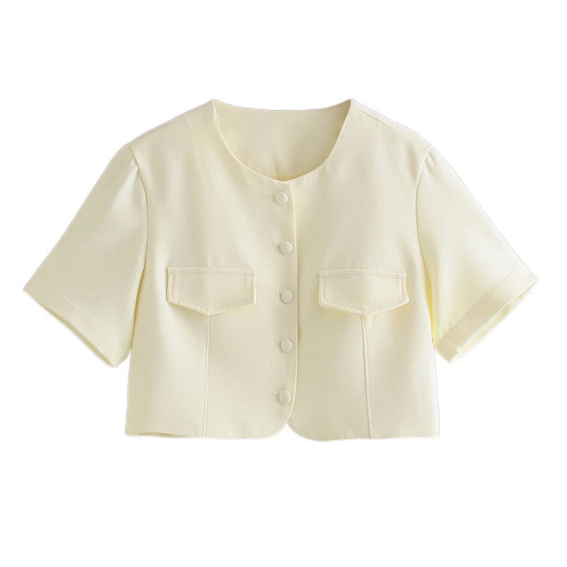 Blouse Women's Button-embellished Linen Blouse