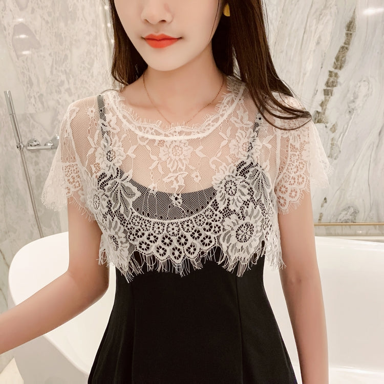 Summer New Korean Lace Blouse Round Neck Short False