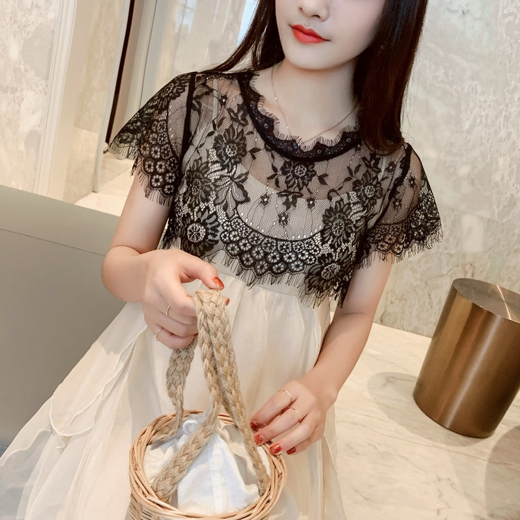 Summer New Korean Lace Blouse Round Neck Short False