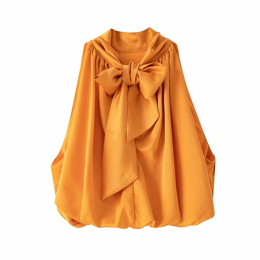 Sexy Blouses Orange Crop Ladies Shirt