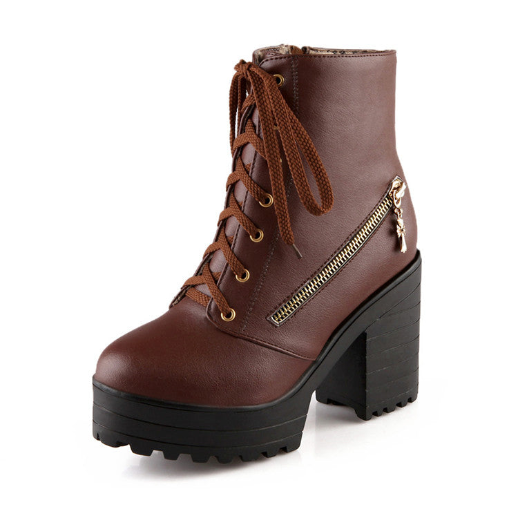 High heeled British retro Martin boots