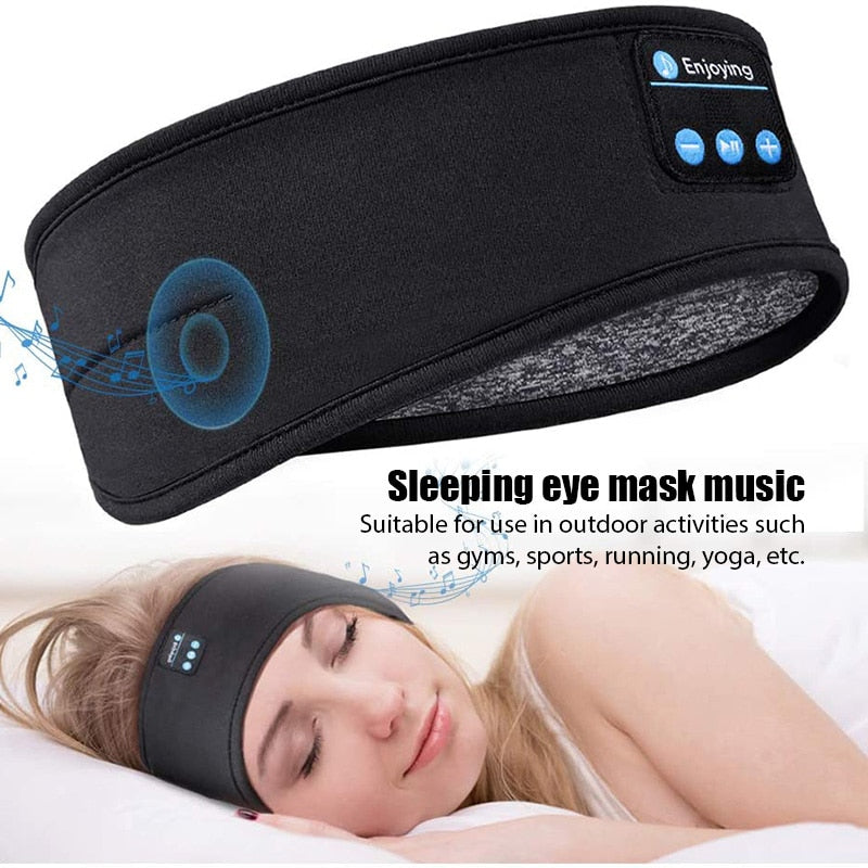 Wireless Bluetooth Sleeping Headphones Headband Thin Soft Elastic Comfortable Music Ear Phones Eye Mask For Side Sleeper Sports - taylorkinfo