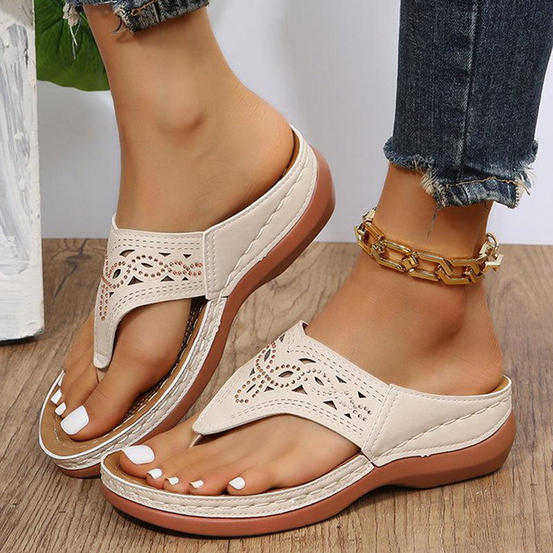 Clip Toe Wedge Sandals Women Summer Flip Flops Slippers Beach Shoes - taylorkinfo