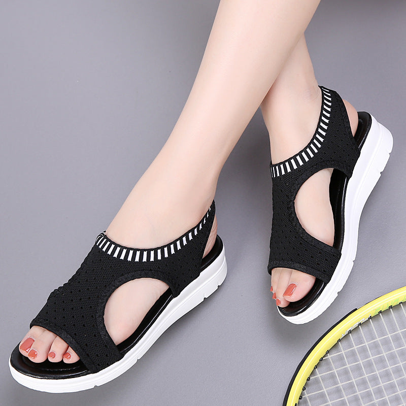 Women's Shoes Summer Thick-bottomed Mesh Hollow Out Sandals