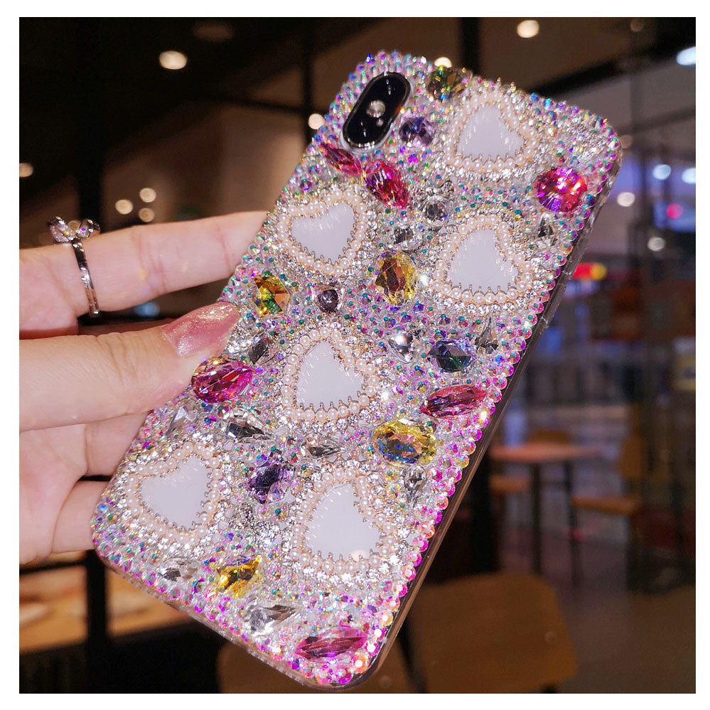 All-Inclusive Transparent Silicone Diamond Heart Phone Case