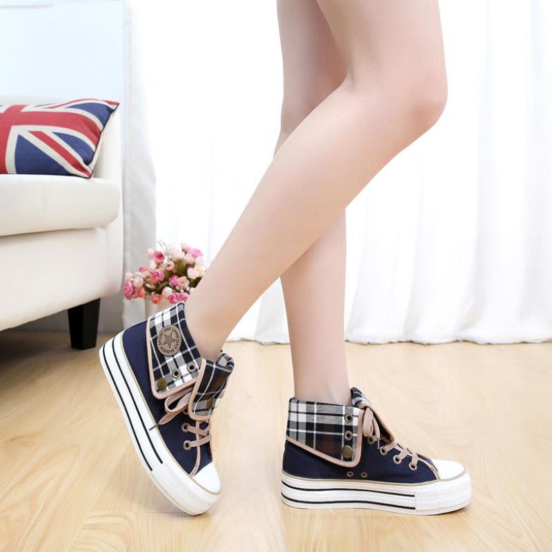 Canvas Shoes Girl Thick Soled Flat Bottom Korean Muffin Heel Casual Shoes Student Shoes Board Shoes Plush