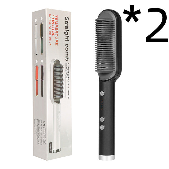 New 2 In 1 Hair Straightener Hot Comb Negative Ion Curling Tong Dual-purpose Electric Hair Brush - taylorkinfo