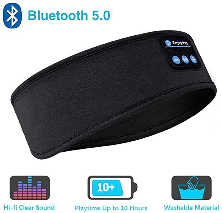 Wireless Bluetooth Sleeping Headphones Headband Thin Soft Elastic Comfortable Music Ear Phones Eye Mask For Side Sleeper Sports - taylorkinfo