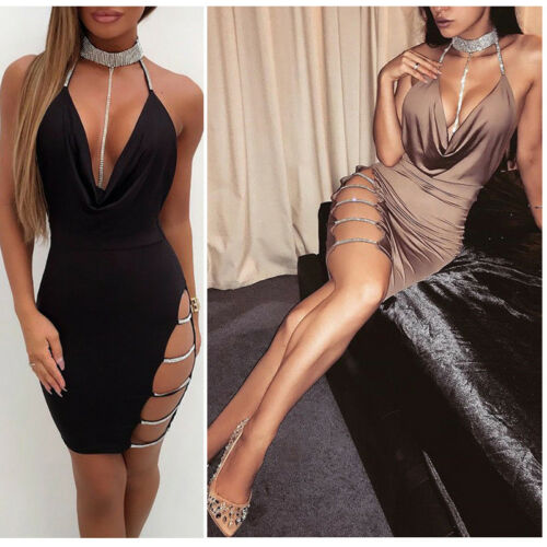 2019 New Sexy Women's Bandage Bodycon Evening Party V Neck Club Short Mini Dress