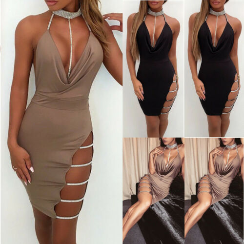 2019 New Sexy Women's Bandage Bodycon Evening Party V Neck Club Short Mini Dress